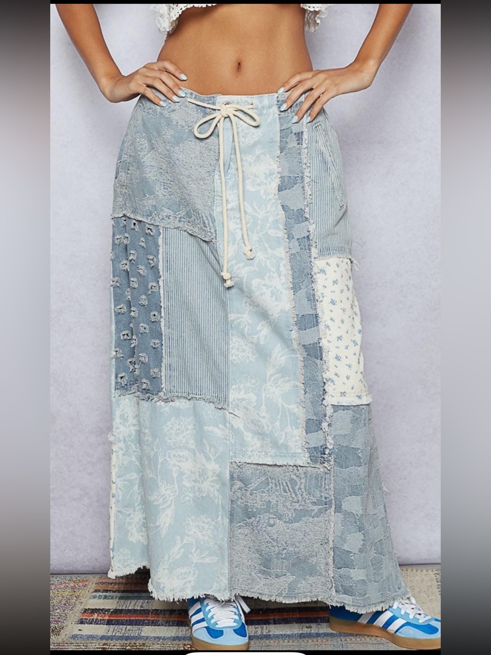 POL Maxed Out Corded Waist Patchwork Denim Skirt - Picture 4 of 16